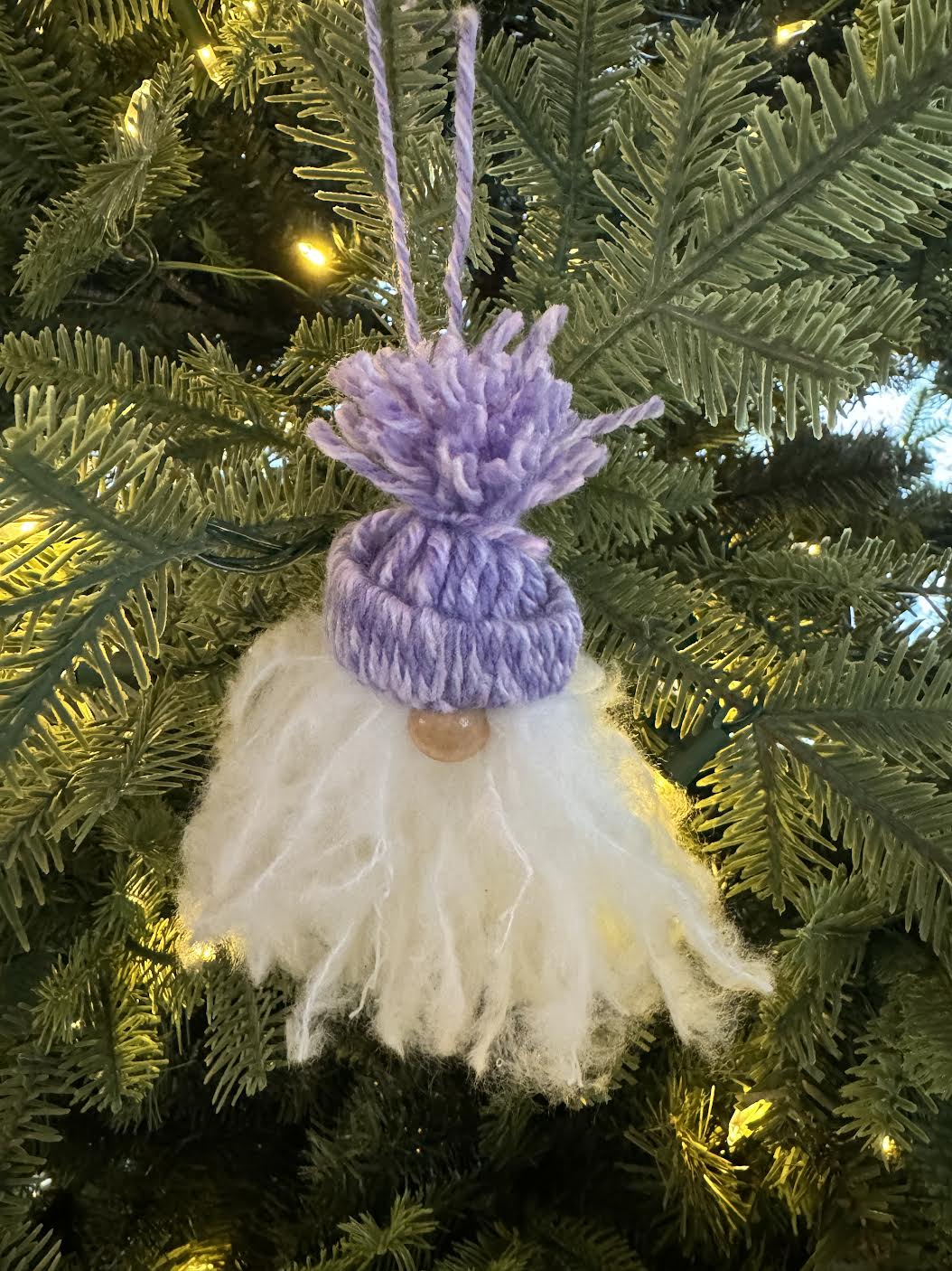 Handcrafted Purple Hat Gnome Ornament