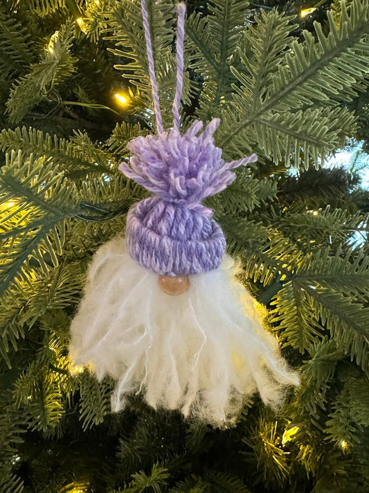 Handcrafted Purple Hat Gnome Ornament