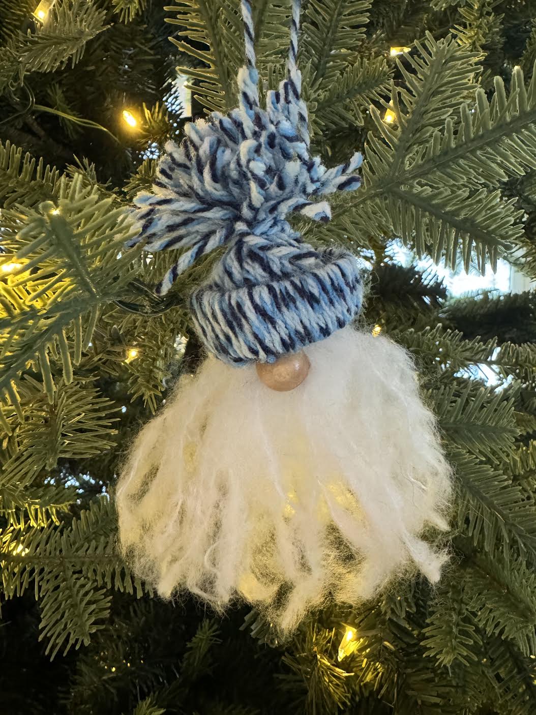 Whimsical Blue Hat Gnome Ornament