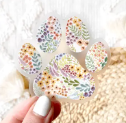 Floral Paw Print Sticker