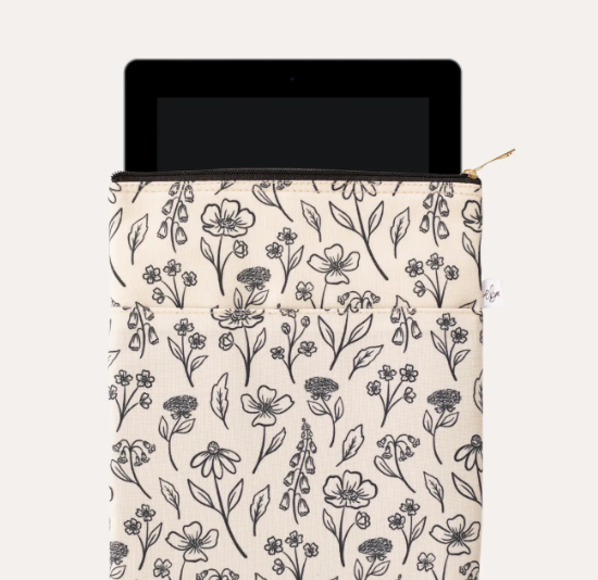 Ivory Pressed Floral Tablet Sleeve