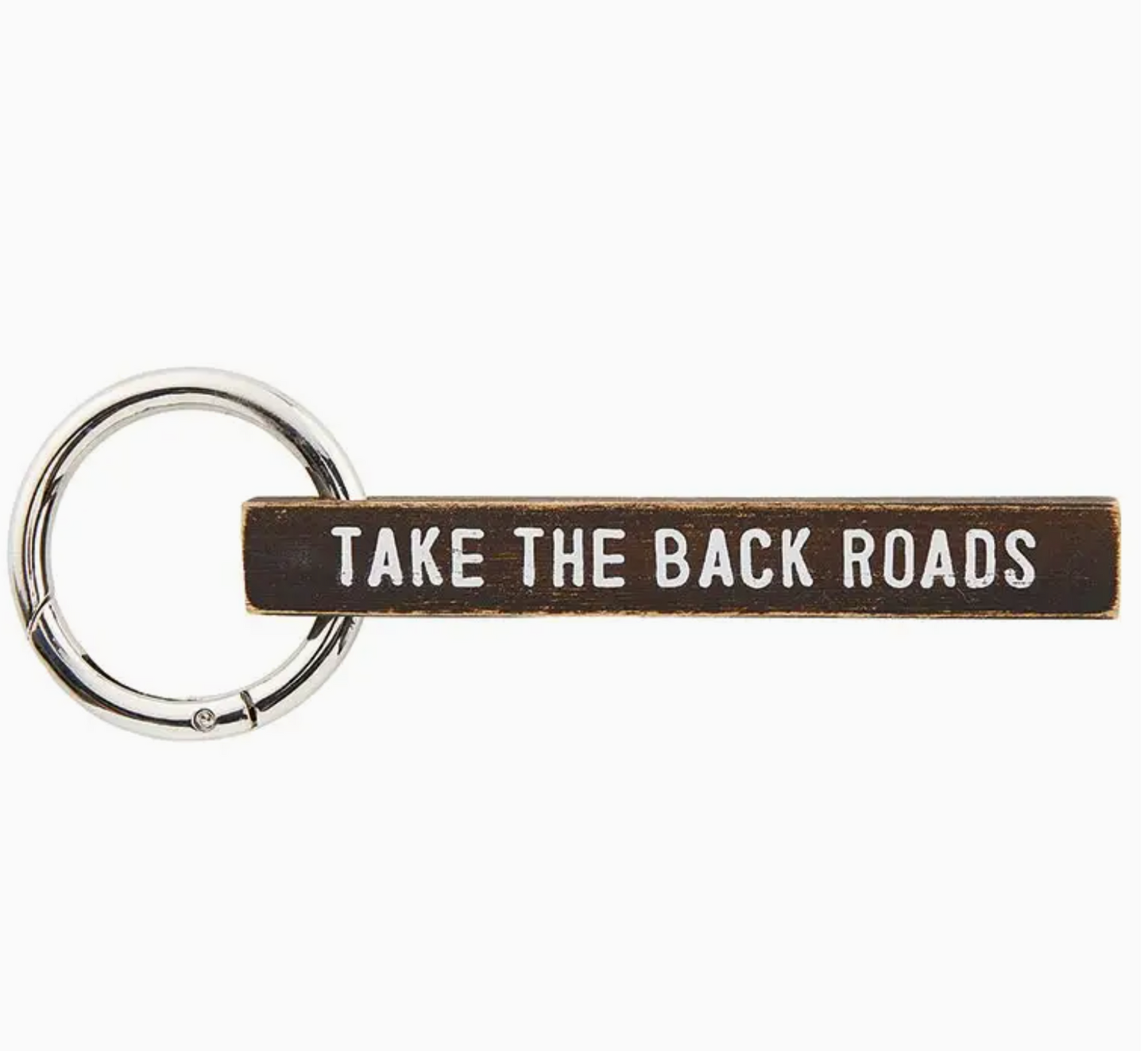 Wooden Take the Backroads Keychain