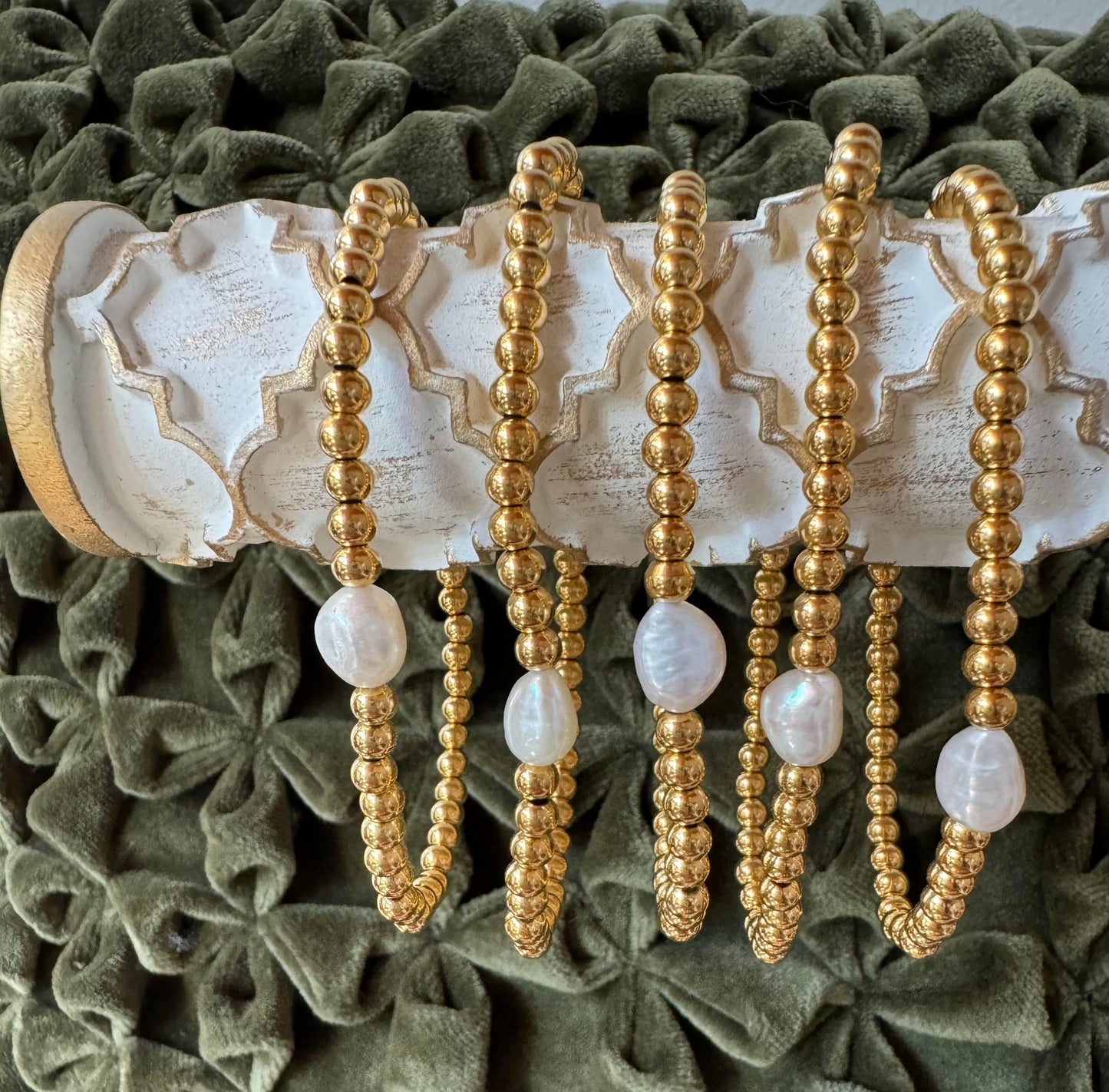 18K Pearl & Bead Stackable Bracelet